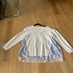 English Factory Cream Boxy 3/4 Sleeve Blouse